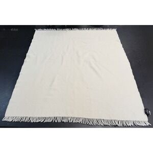 Pendleton Home Collection 100% Wool Throw Blanket Ivory Fringe 40x50